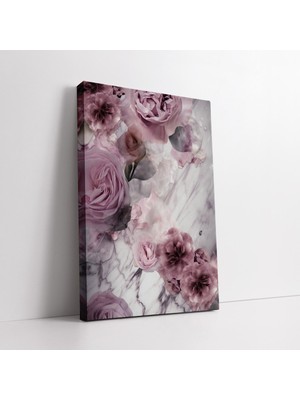 KOSS Dijital Mermer Desenli Soyut Pembe Çiçekler Dekoratif Kanvas Tablo, Ofis Oturma Odası Antre Yatak Odası