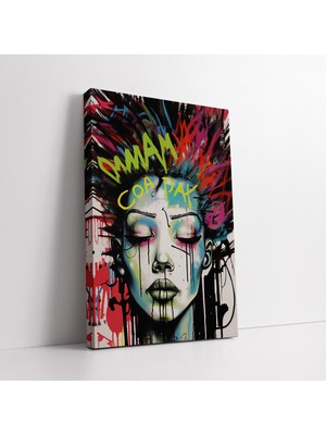 KOSS Dijital Grafiti Pop Art Kadın Yüzü Kanvas Tablo