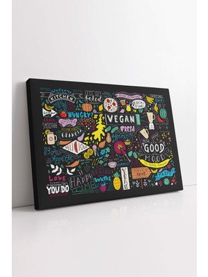 KOSS Dijital Vegan Mutfağı Kanvas Tablo, Mutfak Kanvas, Iyi Ruh Hali Tablo, Premium Dekoratif Tablo