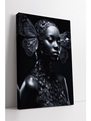 KOSS Dijital Kelebek Kanatlı Fütüristik Kadın Portresi Dijital Estetik Modern Sanat Tasarımı Kanvas Tablo