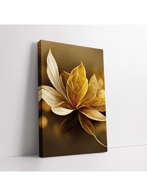 KOSS Dijital Altın Renkli Lotus Çiçeği Kanvas Tablo