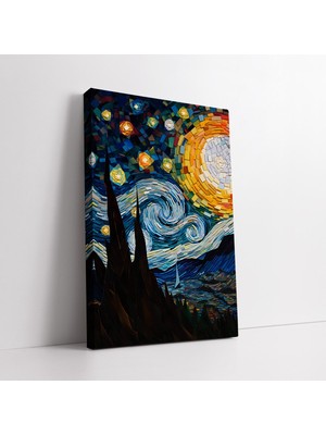 KOSS Dijital Yıldızlı Gece Temalı Vincent Van Gogh Soyut Sanatsal Dekoratif Kanvas Tablo, Ofis Için Modern Tablo