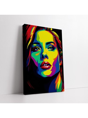 KOSS Dijital Pop Art Renkli Kadın Portresi Dekoratif Kanvas Tablo, Güzellik Salonu Moda Sanatsal Dekor Lüks Tablo