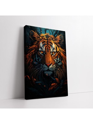 KOSS Dijital Soyut Kaplan Portresi Dekoratif Kanvas Tablo, Minimalist Sanatsal Kaplan Baskısı, Trend Kanvas Tablo