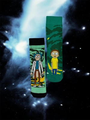 Al Bi 90Lık Al Bi 90'lık Rıck & Morty Çizgi Film Temalı 2 Çift Pamuklu Çorap