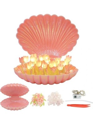 Die Grup LED Işıklı Kendin Yap Deniz Kabuğu Tasarımlı Lale Lamba DIEGRP-RSKRGLT34