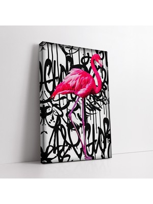 KOSS Dijital Pembe Flamingo Graffiti Kanvas Tablo