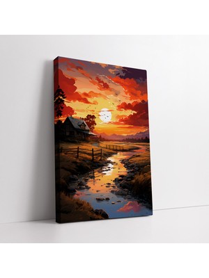 KOSS Dijital Soyut Gün Batımı ve Doğa Manzarası Kanvas Tablo