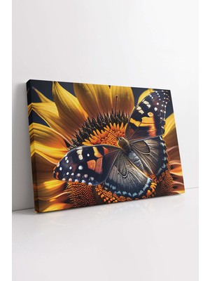 KOSS Dijital Arı ve Ayçiçeği Kanvas Tablo, Sarı Çiçek Kanvas Tablo, Dekoratif Kelebek Tablo, Lüks Premium Kanvas