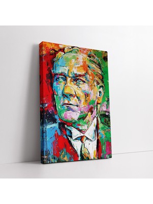 KOSS Dijital Komutan Gazi Mustafa Kemal Atatürk Soyut Renkli Klasik Sanatsal Tablo, Atatürk Duvar Dekoru