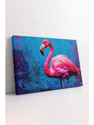 KOSS Dijital Pembe Flamingo Kanvas Tablo, Dekoratif Pembe Kuş Kanvas Tablo, Lüks Kanvas, Trend Tasarım, Hd Baskı