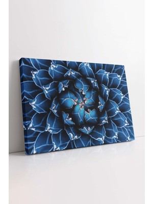 KOSS Dijital Mavi Sukulent Çiçeği Dekoratif Kanvas Tablo, Ev Ofis Antre Salon Yatak Odası Için Çiçek Duvar Dekoru