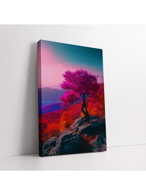 KOSS Dijital Renkli Soyut Doğa Manzarası Dekoratif Kanvas Tablo, Yağlı Boya Görünümlü Tablo Dekor, Ofis Antre
