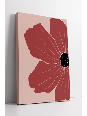 KOSS Dijital Kırmızı Tonlarda Soyut Çiçek Desenli Minimalist Modern Boho Doğa Temalı Zarif Dekoratif Kanvas Tablo