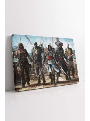 KOSS Dijital Assassin's Creed Black Flag Korsan Oyunu Yatay Kanvas Tablo, Bilgisayar Yayın Oyun Odası Için Dekor