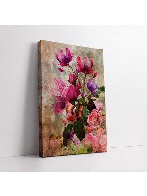 KOSS Dijital Renkli Çiçeklerle Buket Kanvas Tablo