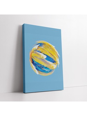 KOSS Dijital Soyut Mavi ve Sarı Kanvas Tablo