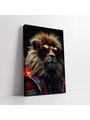 KOSS Dijital Karizmatik Aslan Portresi Sanatsal Moda Kanvas Tablo, Tasarımcı Giysi Odası Için Dekor Lüks Kanvas