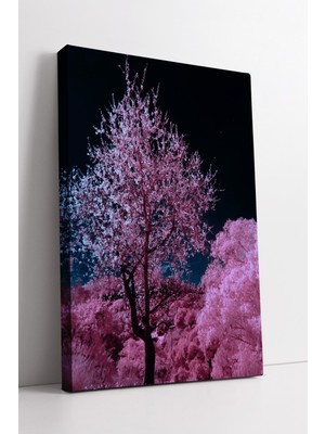 KOSS Dijital Pembe Orman Temalı Doğa Manzarası Ağaç Görselli Estetik Duvar Dekoru Için Kanvas Tablo