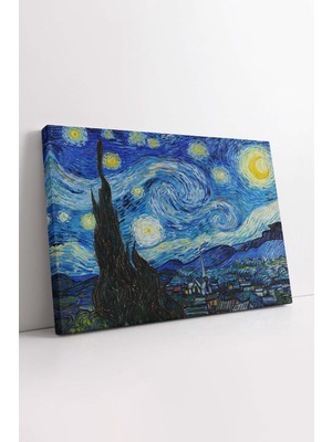 KOSS Dijital Yıldızlı Gece Van Gogh Kanvas Tablo, Van Gogh Klasik Eser Tablo, Premium Lüks Tablo, Dekor Kanvas