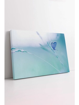 KOSS Dijital Yaz Çiçeği ve Mavi Kelebek Yakın Çekim Bahar Doğa Manzarası Salon Için Dekoratif Yatay Kanvas Tablo