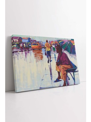 KOSS Dijital Afrika Kültürü Kanvas Tablo, Nijerya Sokakları Tablo, Geleneksel Afrika Kanvas, Lüks Tablo