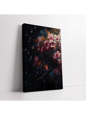 KOSS Dijital Yağmur Altında Kiraz Çiçeği Kanvas Tablo