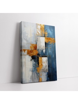 KOSS Dijital Soyut Gri ve Altın Tonlarda Kanvas Tablo