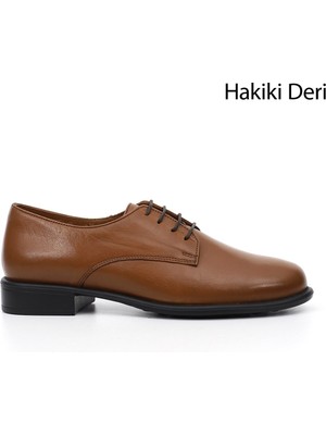 GÖNDERİ Kadın Taba  GDZA134M0374 Bağcıklı Hakiki Deri Oxford Ayakkabı
