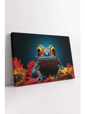 KOSS Dijital Kurbağa Tasarım Kanvas Tablo, Lüks Tasarım Kurbağa Tablo, Renkli Vahşi Yaşam Kanvas, Lüks Tablo