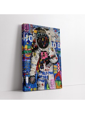 KOSS Dijital Graffiti Pop Art Desenli Astronot Dekoratif Kanvas Tablo, Ev Ofis Antre Salon Yatak Odası Için Tablo