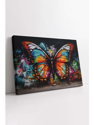 KOSS Dijital Renkli Kelebek Grafiti Duvar Deseni Sürreal Yatay Kanvas Tablo, Ev Ofis Için Dekoratif Duvar Dekoru
