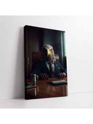 KOSS Dijital Sürreal Takım Elbiseli Kartal Kanvas Tablo