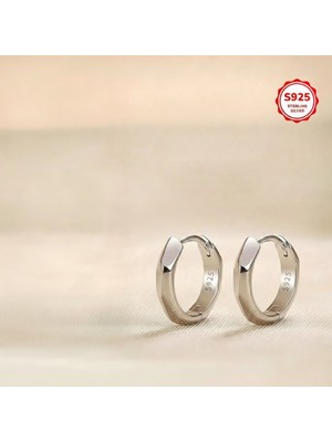 Sevil Gülgün Atelier 925 Ayar Gümüş Minimalist Halka Küpe - Geometrik Kesim Unisex Gümüş Küpe