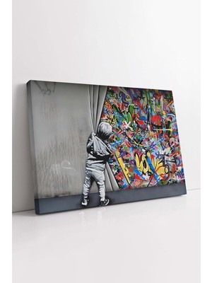 KOSS Dijital Graffiti Sanatçısı Banksy Dekoratif Kanvas Tablo, Renkli Graffiti ve Çocuk Sanatsal Kanvas Tablo