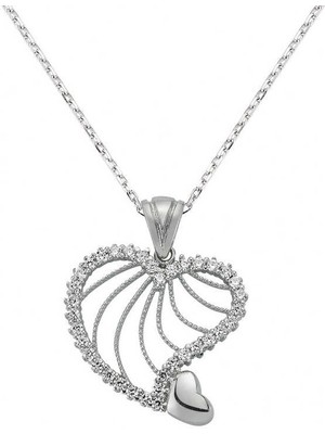 Erseyy 925 Ayar Gümüş Kalpli Kadın Gümüş Kolye