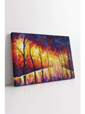 KOSS Dijital Göl ve Ağaçlar Doğa Manzarası, Sonbahar Mevsimi Tablo, Her Mekana Uygun Dekoratif Tablo