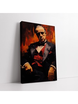KOSS Dijital The Godfather Film Don Vito Corleone Ofis Için Dekoratif Kanvas Tablo, Aktör Marlon Brando Tablo