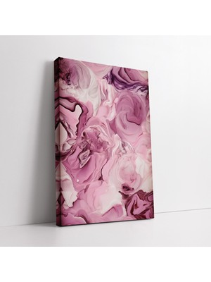 KOSS Dijital Soyut Gül ve Orkide Dekoratif Kanvas Tablo, Mermer Desenli Sanatsal Kanvas Tablo, Ofis Antre Salon