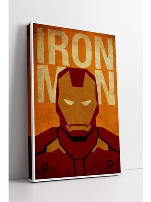 KOSS Dijital Vintage Tarz Minimal Iron Man Çizimli Modern Dekoratif Kanvas Duvar Sanat Tablosu