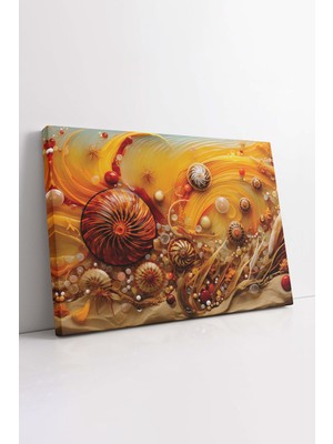 KOSS Dijital Sarı Soyut Şekiller ve Çiçek Kanvas Tablo, Ofis Salon Oturma Odası Yatak Odası Antre, Modern Tablo