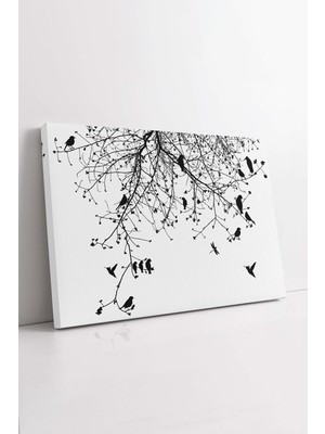 KOSS Dijital Ağaç ve Kuşlar Kanvas Tablo, Ağaç Tasarım Tablo, Kuş Tasarım Kanvas, Sonbahar Tablo, Dekoratif Tablo