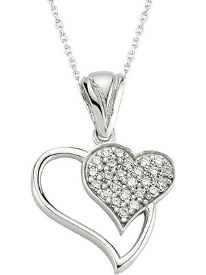 Erseyy 925 Ayar Gümüş Kalpli Kadın Gümüş Kolye