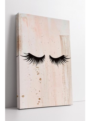 KOSS Dijital Minimal Kirpik Temalı Soft Pembe Modern Kanvas Tablo Güzellik Salonu Için Şık Duvar Sanatı