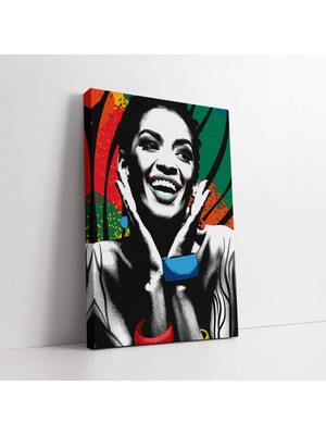KOSS Dijital Pop Art Renkli Kadın Kanvas Tablo