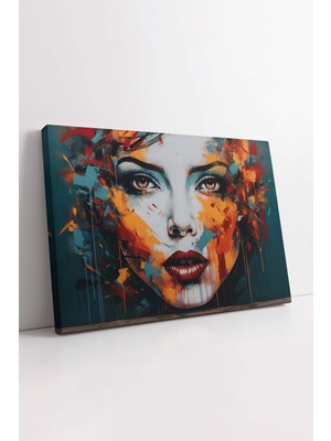 KOSS Dijital Kadın Yüzü Popart Kanvas Tablo, Insan Portresi Kanvas, Soyut Renkli Dekokratif Tablo, Premium Dekor