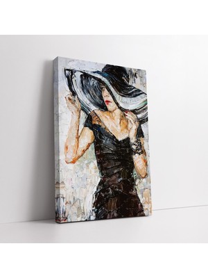 KOSS Dijital Şapkalı Güzel Kadın Soyut Kanvas Tablo