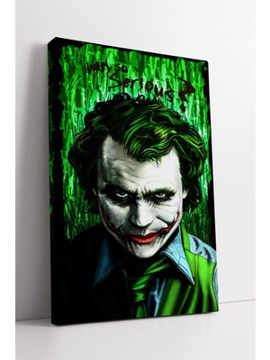 KOSS Dijital Yeşil Arka Planlı Joker Illüstrasyon Sanatı Modern Renkli Tarzda Etkileyici Kanvas Tablo