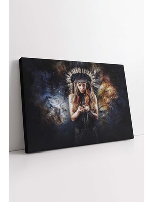 KOSS Dijital Şaman Kız Kanvas Tablo, Ruh Enerjisi Tablo, Dekoratif Kaliteli Tablo, Dekoratif Hd Baskı, Lüks Tablo