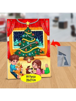 Asilmeydan Süslü Çam Ağacı ve Çocuklar 99 Parça Puzzle Yapboz TABLO-489